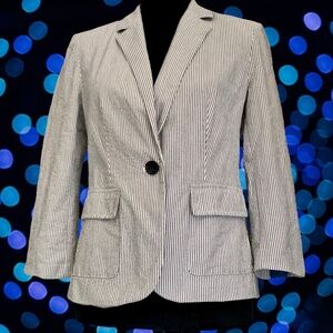 BANANA REPUBLIC Women Jacket Striped white and light grey, fully lined Size: 8